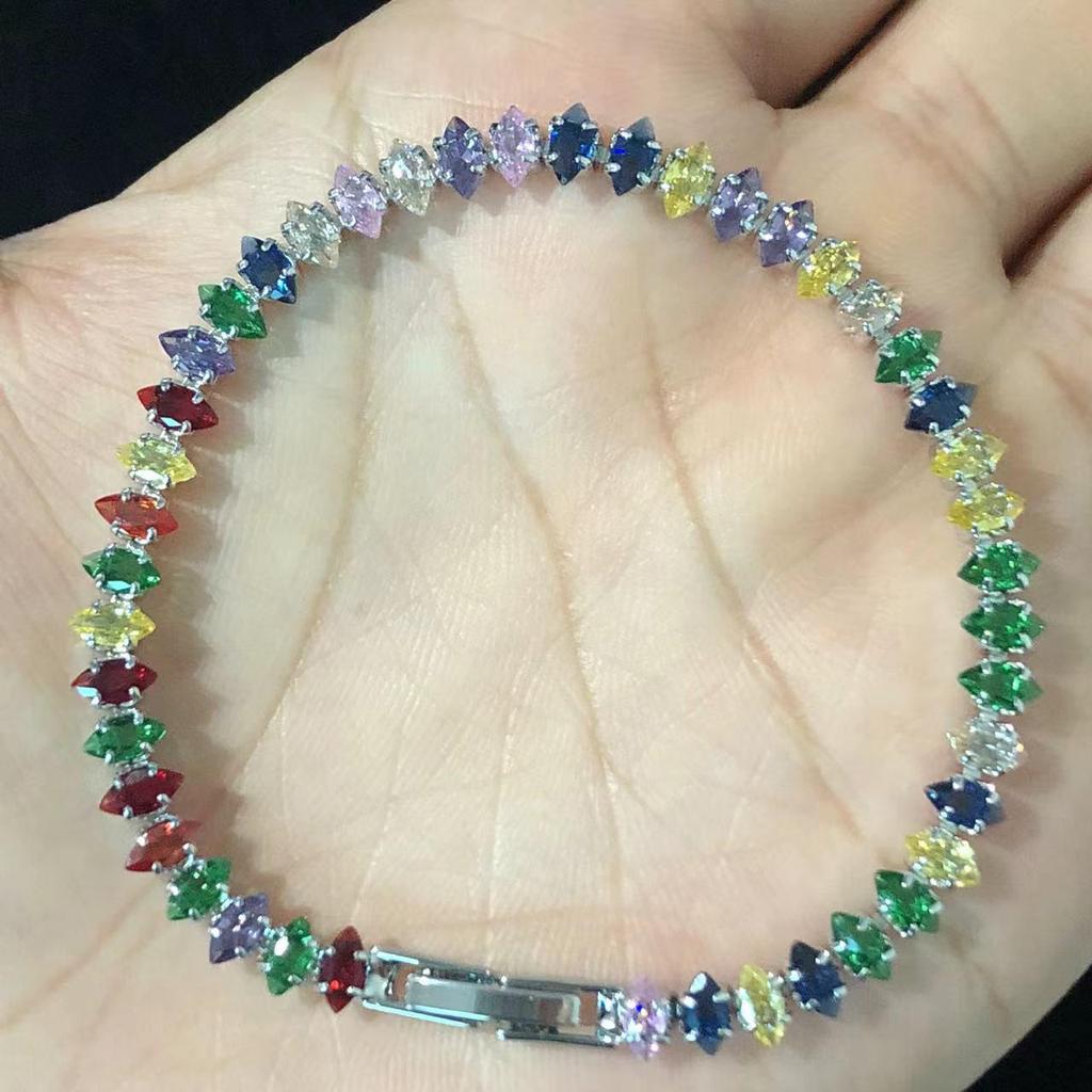 Женский теннисный браслет из циркония в форме капли: Цепочка Маркиза с зубцами, Эксклюзивное модное изделие