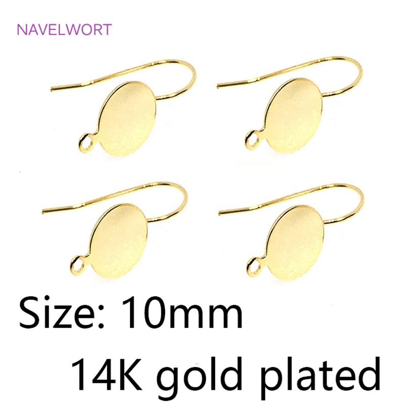 Круглая латунная подставка Крючки для сережек Позолоченные 14K крючки для ушей Аксессуар для изготовления сережек своими руками Модные украшения для женщин