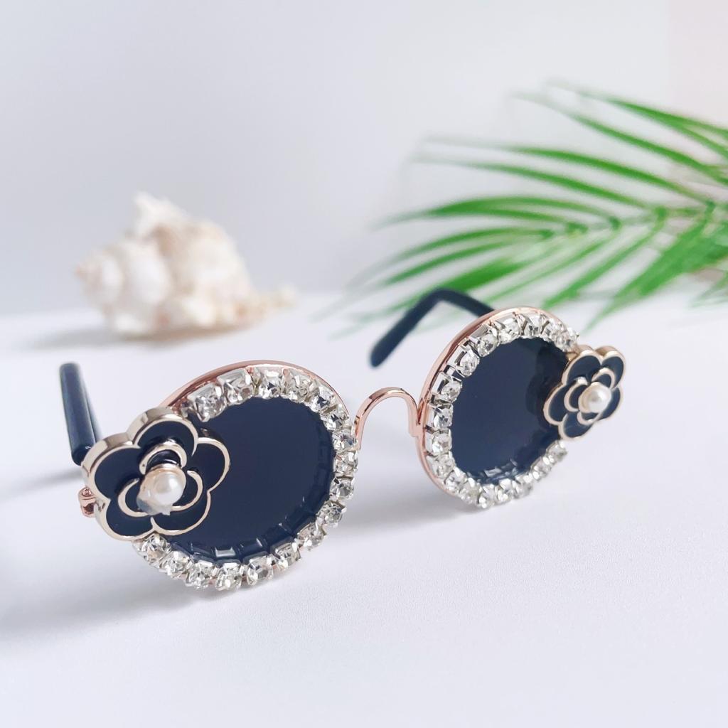 Pet Glasses Flower Diamond Chain Small Glasses Pet Headwear Cat Glasses Dog Sunglasses Pet Supplies Puppy Accessories