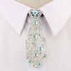 Small Tie with Colored Diamonds and Metal On White Stylish Necktie for Men Women Fashion Accessories Party Wedding Formal Business Elegant Gift