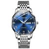 Stylish Automatic Waterproof Date Luminous Skeleton Business Hand Watch Popular Brand Blue Blue Men's