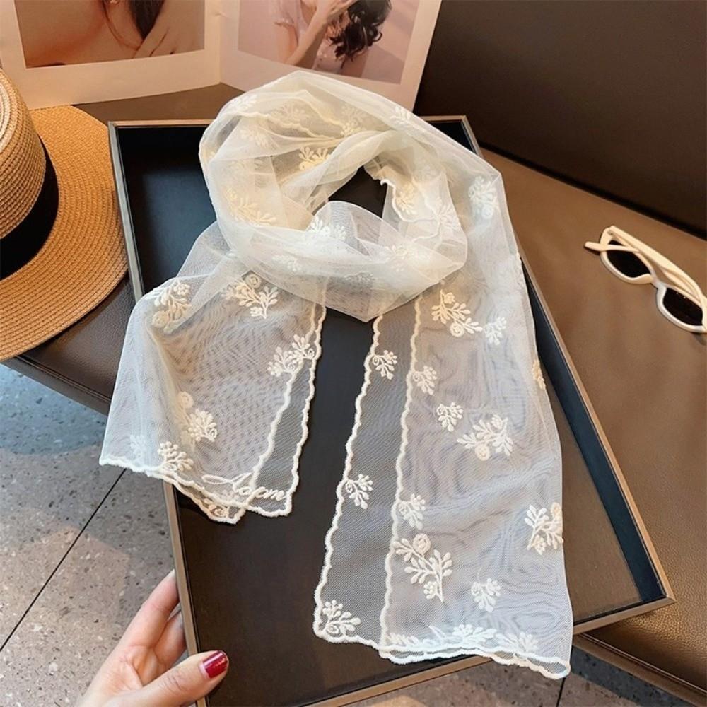 Long Women's Lace Scarf Retro Female Headscarf Versatile Silk Scarf