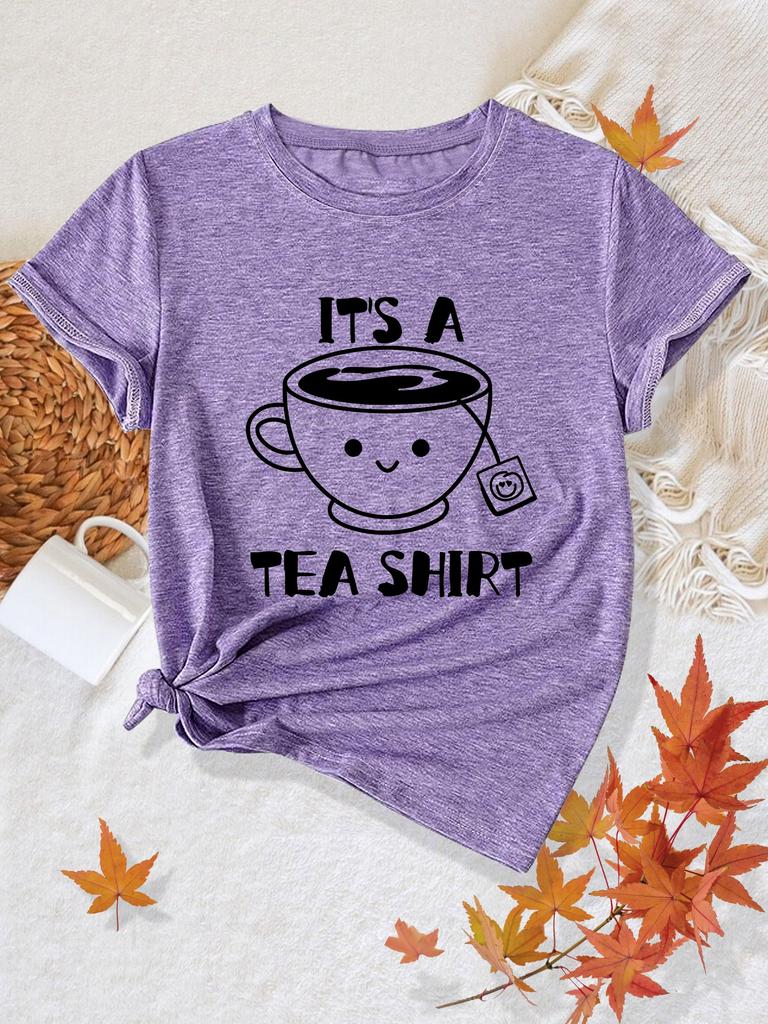 It's A Tea Shirt Women's Tee - Cute Pun Graphic, Casual Purple Top