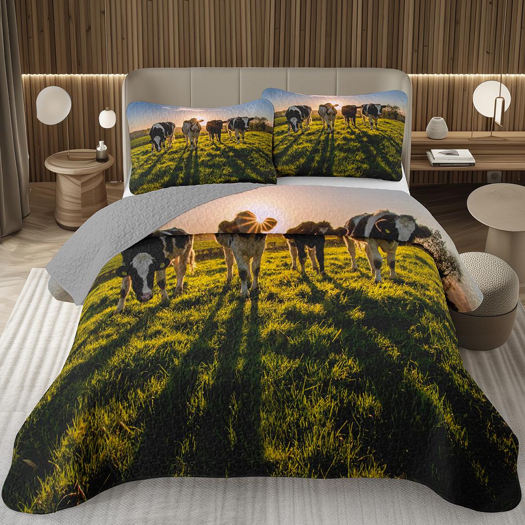 Милый плед с молочной коровой, мультяшное покрывало с дикой природой, твин, кинг, квилт с принтом западных сельскохозяйственных животных, набор для детей, мальчиков, девочек, для декора спальни