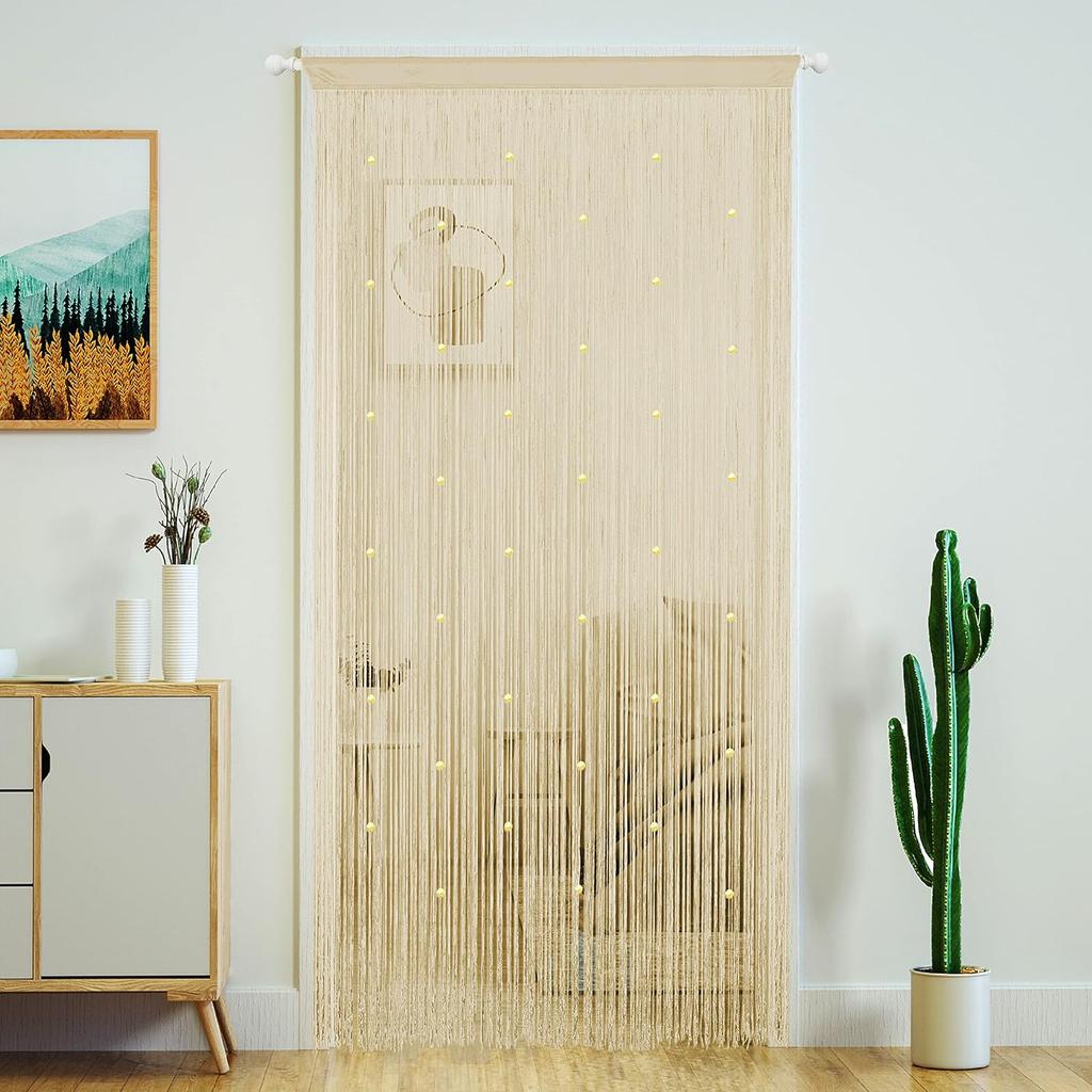 2027 Beaded Curtain Door String Curtains for Doorway Tassels Beads Hanging Fringe Divider Window Hallway Entrance Wall Closet Bedroom Privacy Decor