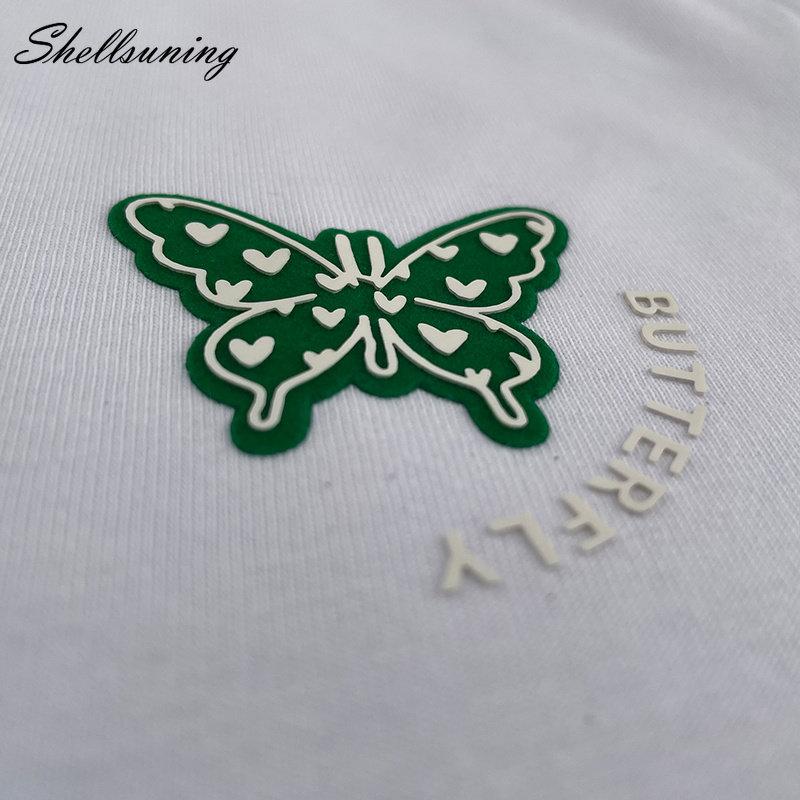 Shellsuning летние хлопковые футболки с круглым вырезом женские красивые футболки с короткими рукавами и 3D буквенным принтом свободные мягкие базовые женские топы
