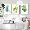 Nordic Watercolour Plant Wall Art Canvas Painting Green Leaf Poster Print Minimalist Wall Picture for Living Room Home Decor