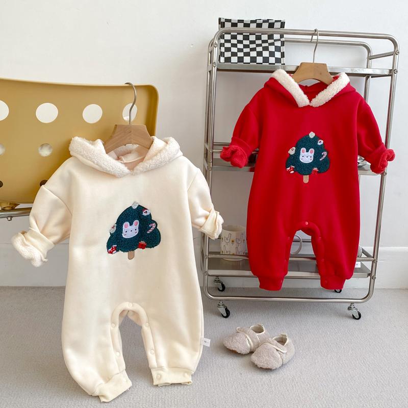 Детские рождественские комбинезоны с капюшоном, осенне-зимняя толстовка для малышей, комбинезон, детская одежда, новогодний детский комбинезон, детский наряд