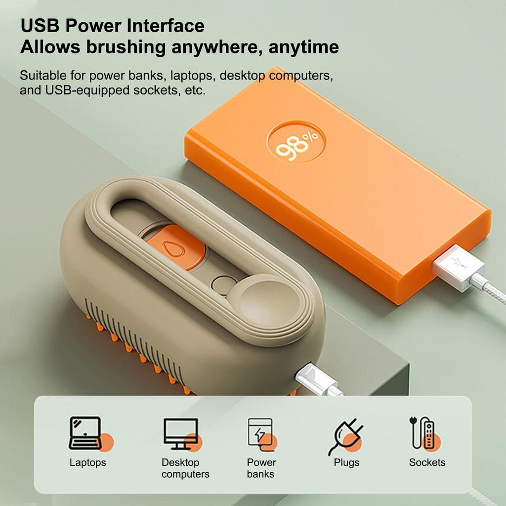 Паровая щетка для домашних животных 3-в-1 для кошек, очистка спреем-массажем с помощью одной клавиши предотвращает выпадение волос, не причиняя вреда