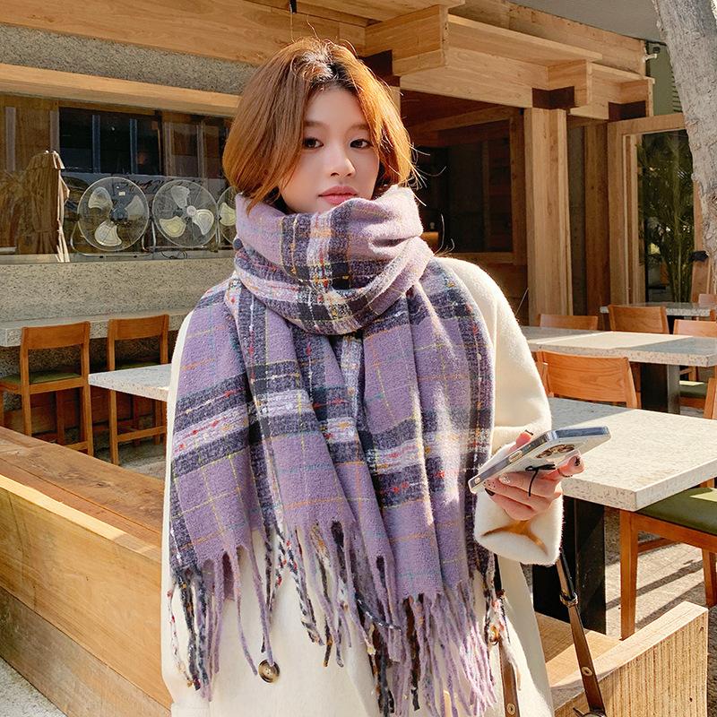 25 Thermal Scarves, High-end Girls, Sweet and Cute Imitation Cashmere Versatile Plaid Scarves