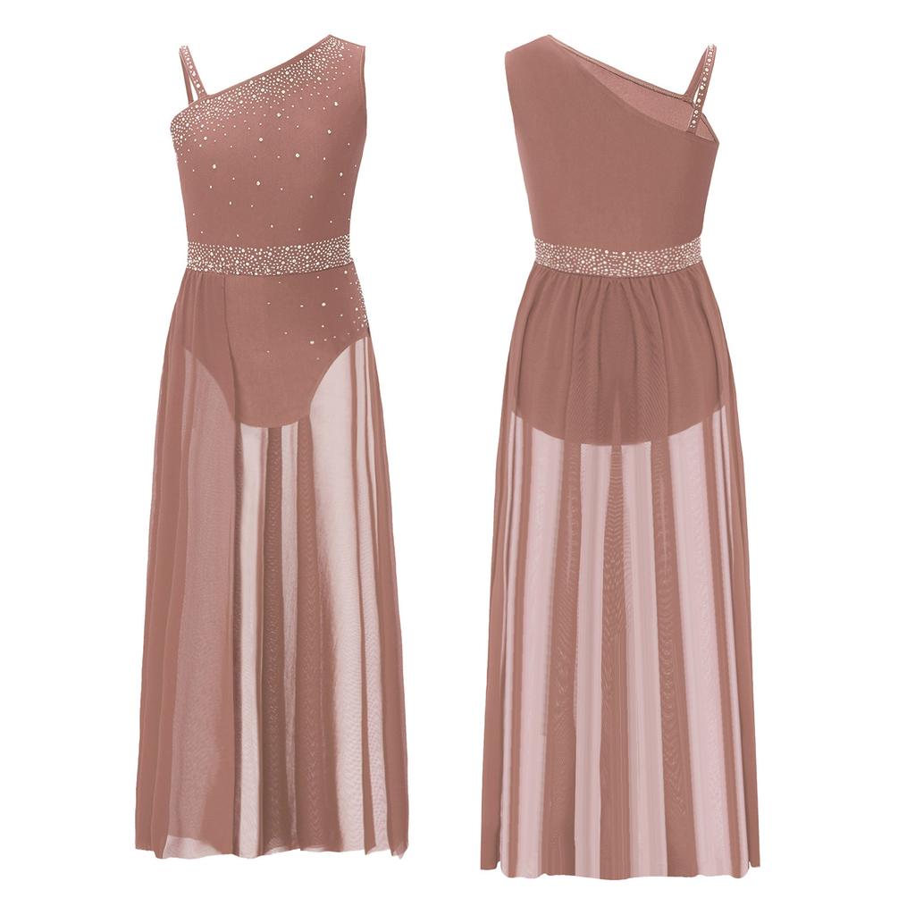 Девочки балет без рукавов лирический бальный современный танец представление шифоновый сращивание танцевальная одежда художественная гимнастика костюм