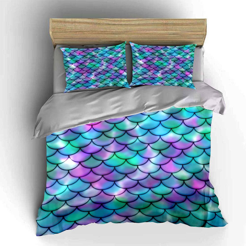 Mermaid Scale Pattern Bedding Bedding Duvet Cover Set Duvet Cover Pillowcases (1 * Duvet Cover 2 * Pillowcases, without duvet insert)
