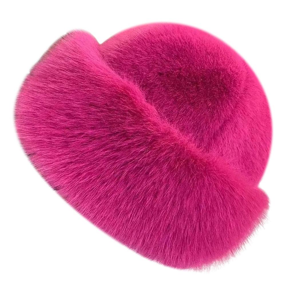 New Fluffy Fur Winter Hat Plush Thicken Bucket Hat Solid Color Cold Windproof Berets Chrismas Gifts