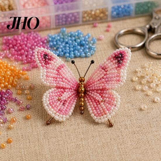 Relaxing Craft Projects 3D Beaded Butterfly Kit, Tiny Animal DIY Handmade Art Set Kit For Adults with Instruction, Cute 4-Pack Butterflies Beadwork