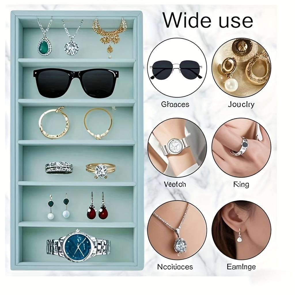1Pc, 6 Slot Glasses Storage Tray, Jewelry Accessories Storage Tray, Glasses Display Tray, Home Storage Drawer Closet Divider