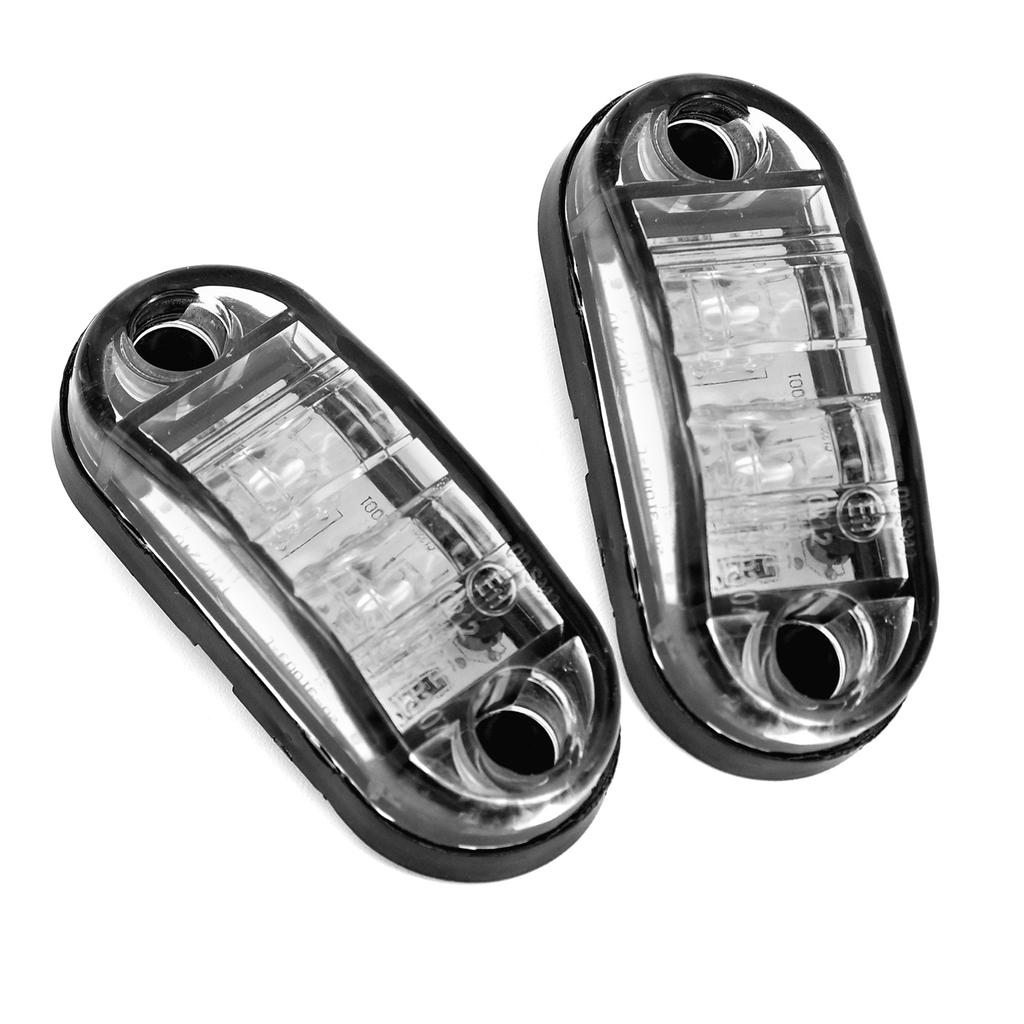 2pcs Set White 12V LED Car Side Marker Tail Light 24V Trailer Truck Lamp