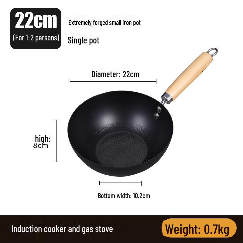 Мини-сковорода без покрытия диаметром 20 см для индукционных плит — компактная, легкая, идеальная для использования одним человеком
