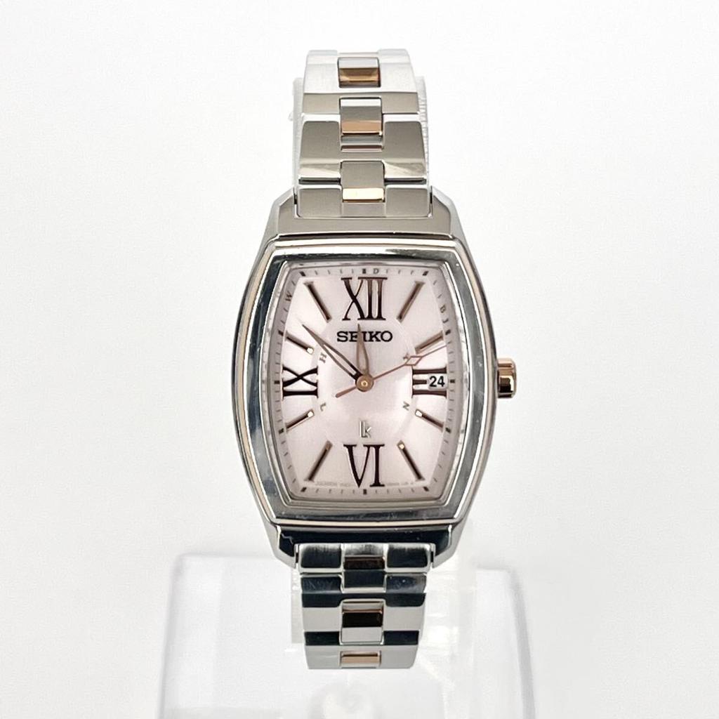 Полированный Seiko Lukia Excellent Pink S2337 [Рабочее состояние] Женские часы, Радиоуправляемые на солнечной батарее, Состояние, Циферблат, Золотой,