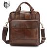 A4 Вертикальный Документ Ретро Мужской Портфель-кроссбоди из коровьей кожи Наплечная сумка