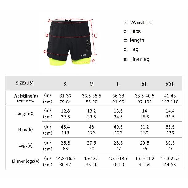 ARSUXEO Men's Running Shorts Outdoor Sports Training Exercise Jogging Gym Fitness 2 in 1 with Longer Liner Quick Dry Workout