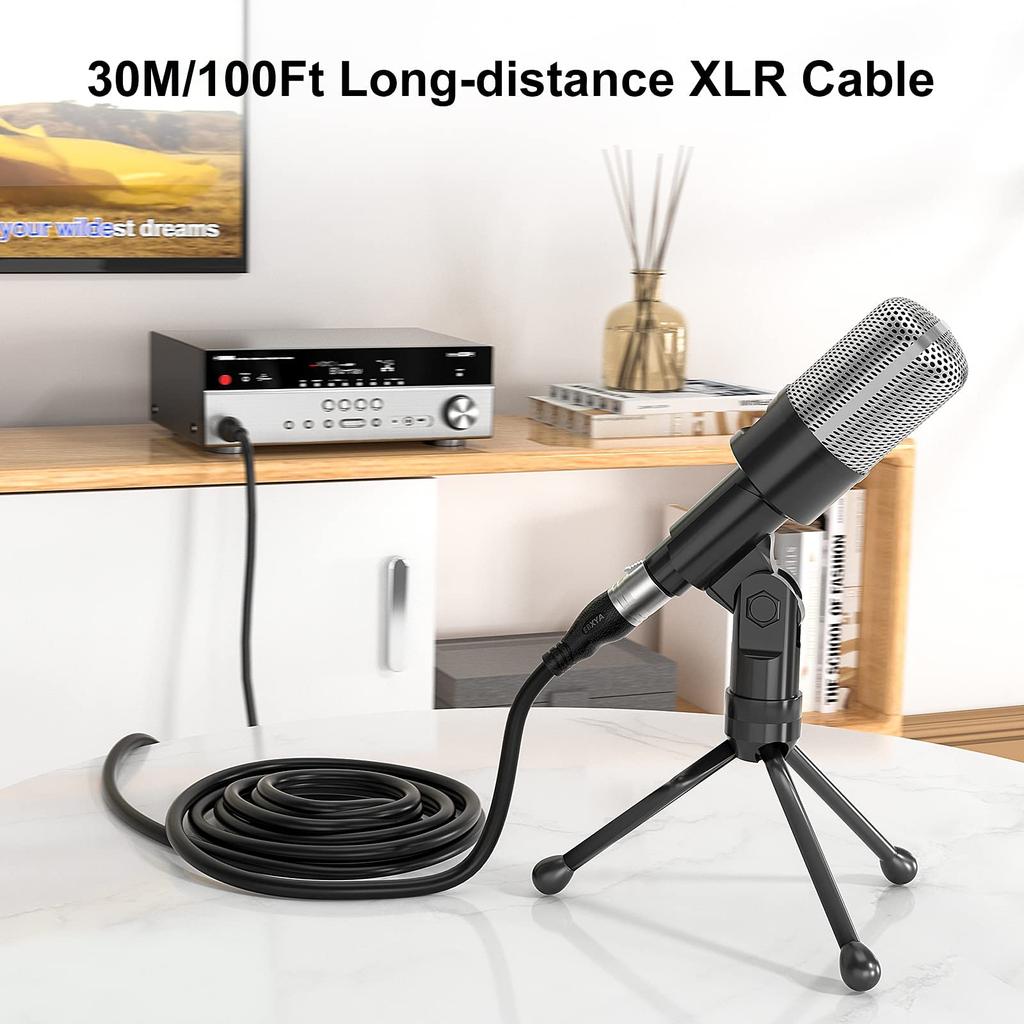 EBXYA 100 футов XLR микрофонный кабель 2 шт. в упаковке, сбалансированный микрофонный динамик кабель 3-контактный XLR папа-мама 100 футов черный -