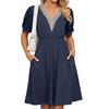 Urban Style Dress With Pockets And V Neck For Spring Casual Wear