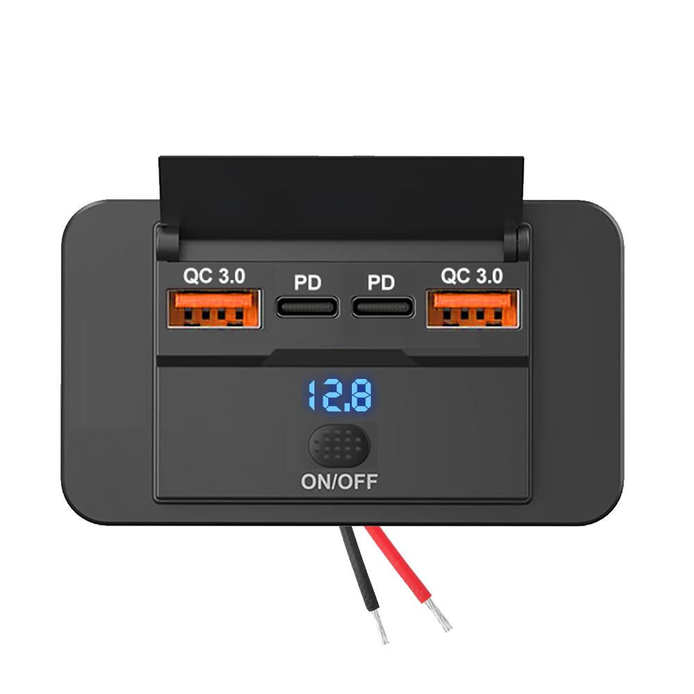 96 Вт 4 порта 12/24 В USB C розетка панель двойное PD настенное крепление автомобильное зарядное устройство розетка с кнопкой водонепроницаемая розетка аксессуары для автомобилей грузовиков лодок автобусов автофургонов
