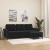 VidaXL 3-seater Sofa with Footrest Black 180 Cm Velvet, Sofa, Sofa with Footrest, Three-seater Sofa, 3201220