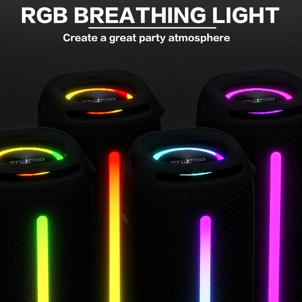 Портативная беспроводная колонка Bluetooth 5.3 RGB-фонарь IPX6 водонепроницаемая мощный сабвуфер высокое качество звука уличная колонка