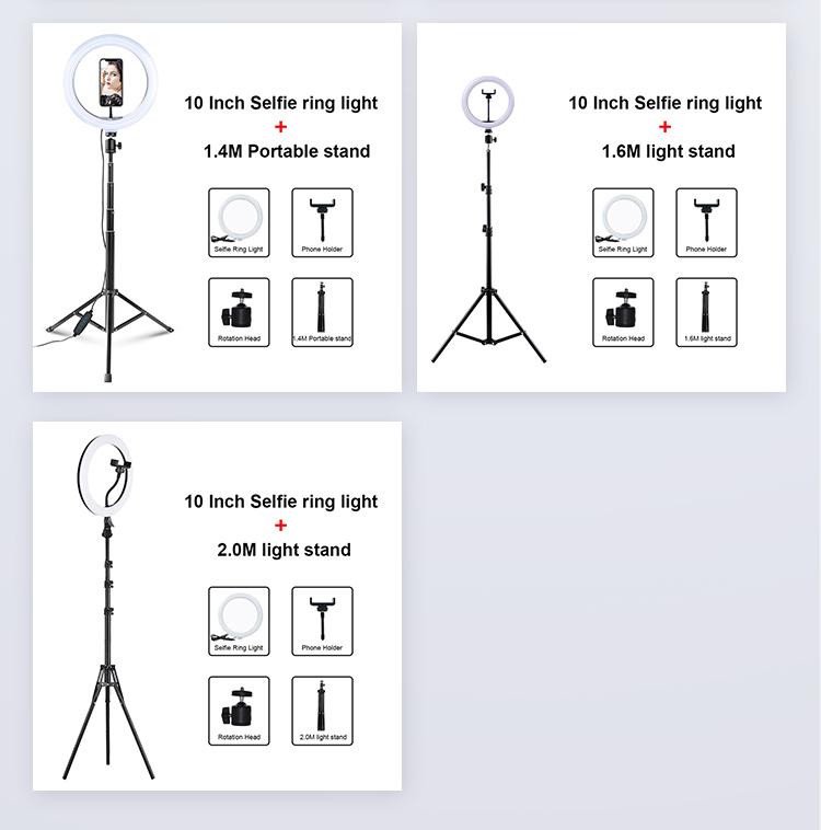 Кольцевой светильник для селфи, светодиодный обод лампы с держателем для мобильных устройств, подставка для штатива, кольцевой светильник для потоковой передачи видео в реальном времени