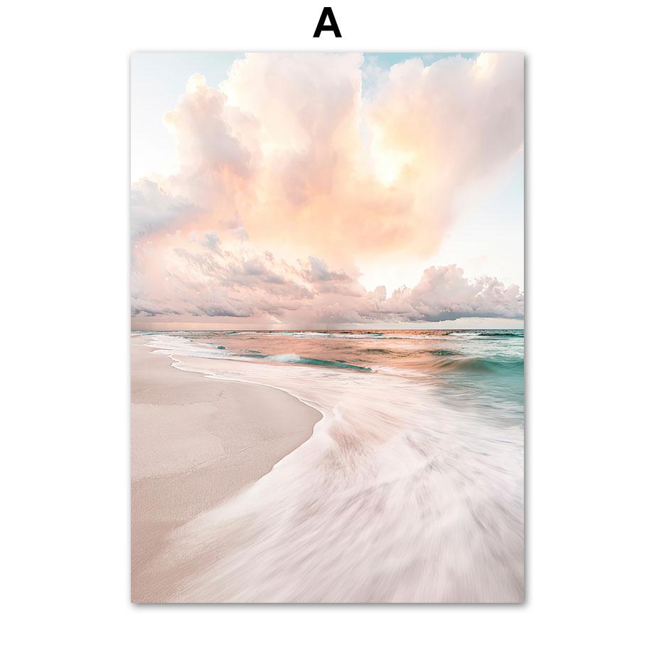 Wall Art Print Calm Beach Waves Raft Road Turtle Shells Reed Canvas Painting Nordic Poster Decoration Pictures For Living Room