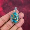 Голубой медный бирюзовый кулон ручной работы с драгоценными камнями, 925 пробы серебряный кулон, старинные ювелирные изделия, для подарка на помолвку