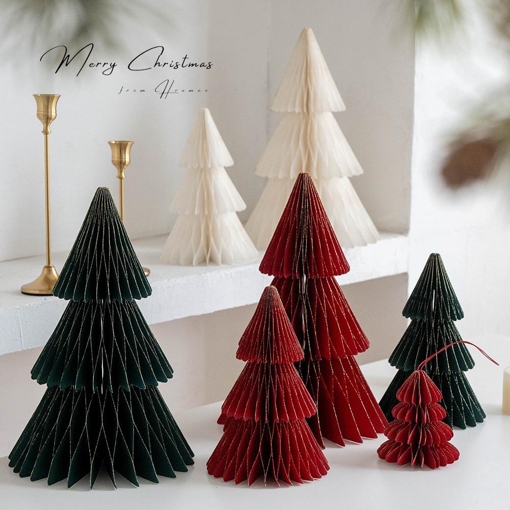 2 штуки рождественского украшения оригами рождественская елка предметы интерьера настольный праздничная атмосфера декоративный реквизит