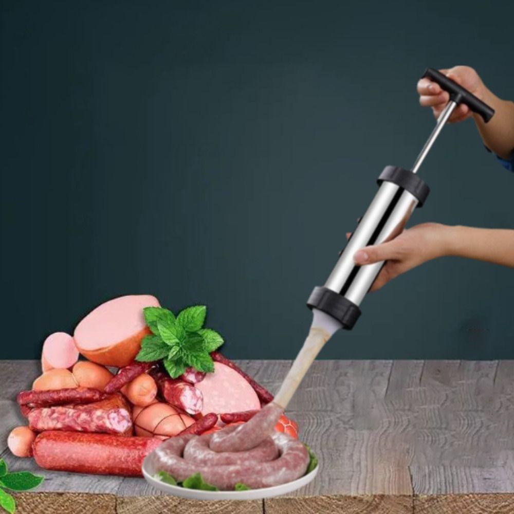 Widened Tube Sausage Filler Stainless Steel Sausage Stuffer Meat Tool Sausage Maker Home