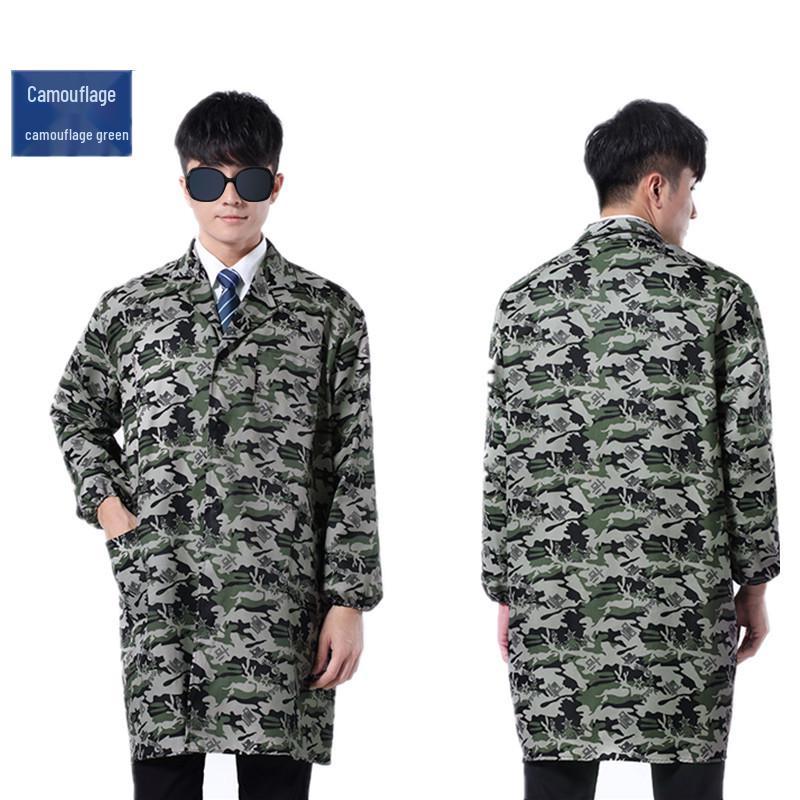 Unisex Dustproof Camouflage Labor Protection Coats with Logo Printing Option - Blue Long Coats