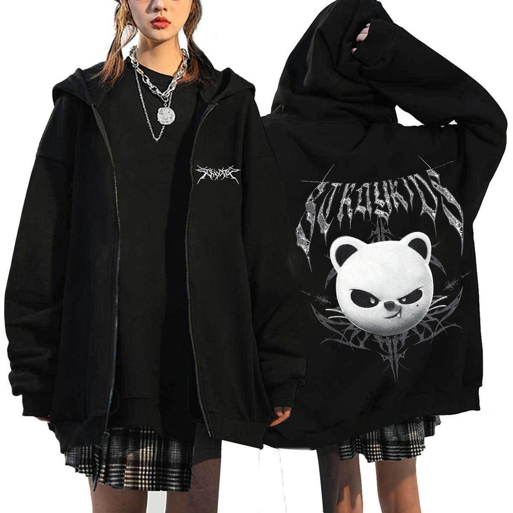 Худи из хлопка с принтом Stray Kids Dominate Harajuku для мужчин и женщин, худи на молнии свободного кроя