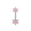 Stainless Steel Belly Button Ring Sexy Drop Dangle Body Piercing Jewelry For Women Girls Pink Zircon Navel Rings Gifts