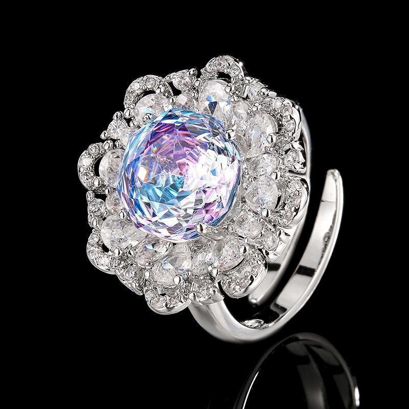 Ювелирные изделия Медное основание Позолоченное Имитация Тысячелетия Постепенно меняющий цвет Цветочный набор Главный камень 12-10 мм