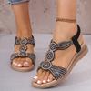 Модные босоножки с блестками в богемном стиле, женские, лето 2025, национальная отделка бисером, танкетка, удобные, легкие