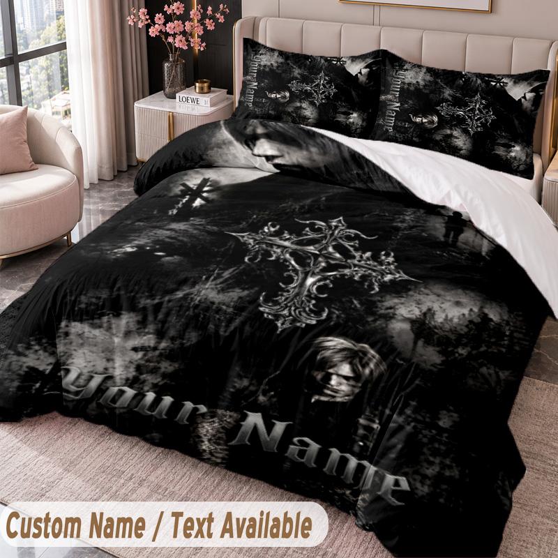 Custom Name Text 3Pcs Bedding Set Resident Evil Duvet Cover And Two Pillowcases