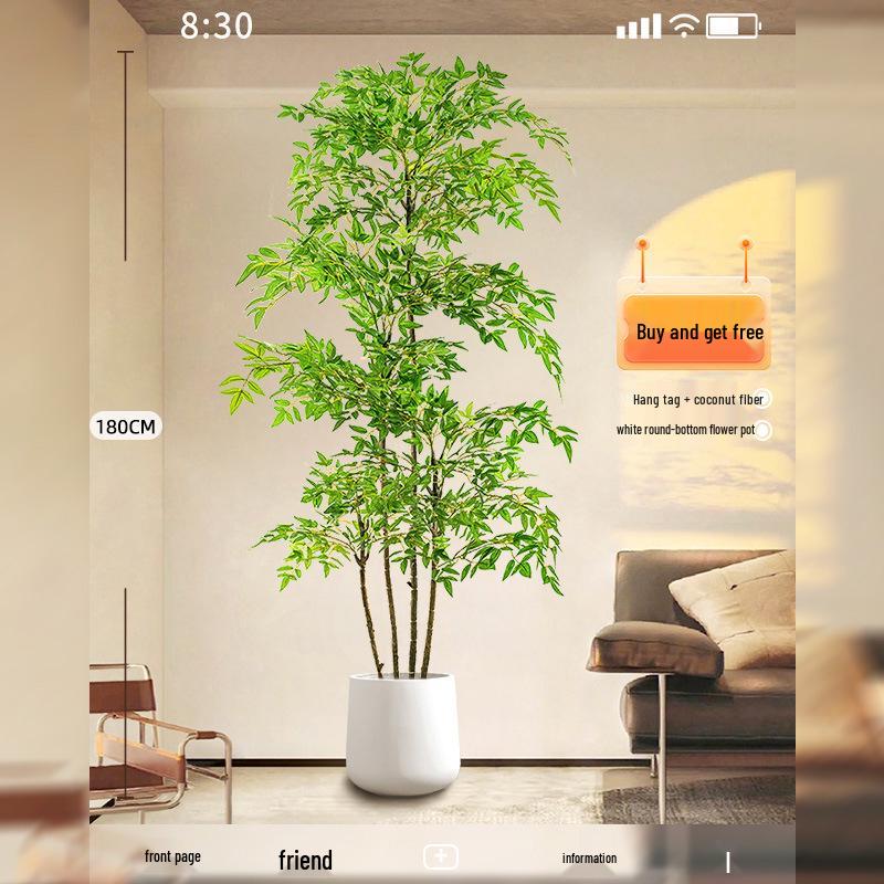 Нандина Роскошное Искусственное Дерево - Напольное Украшение для Помещений и Бионическое Зеленое Растение в Горшке