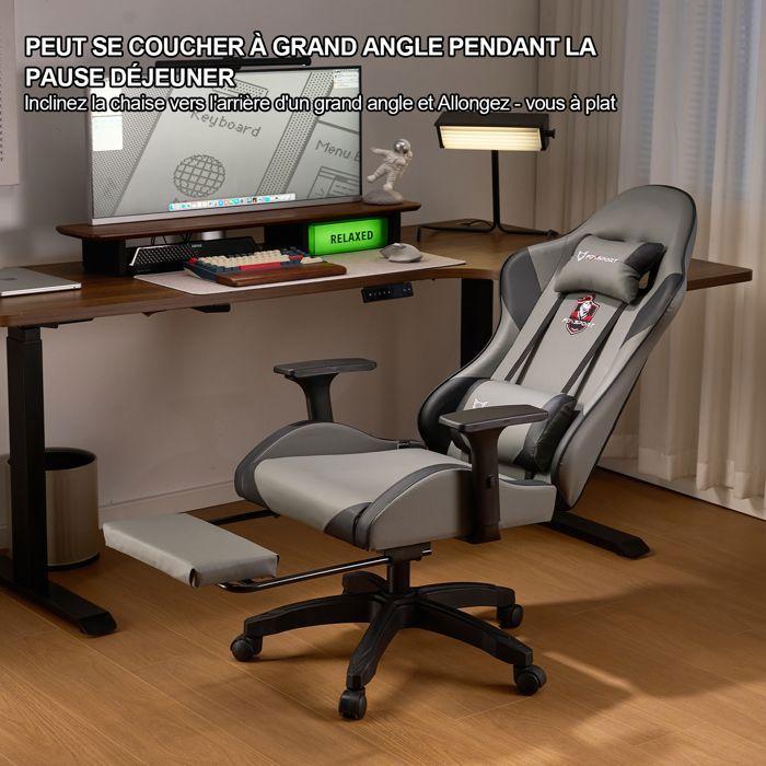 Chaise Gaming - FOXSPORT - Trône des ténèbres - Ergonomique - Repose-pieds rétractable - Accoudoirs 3D
