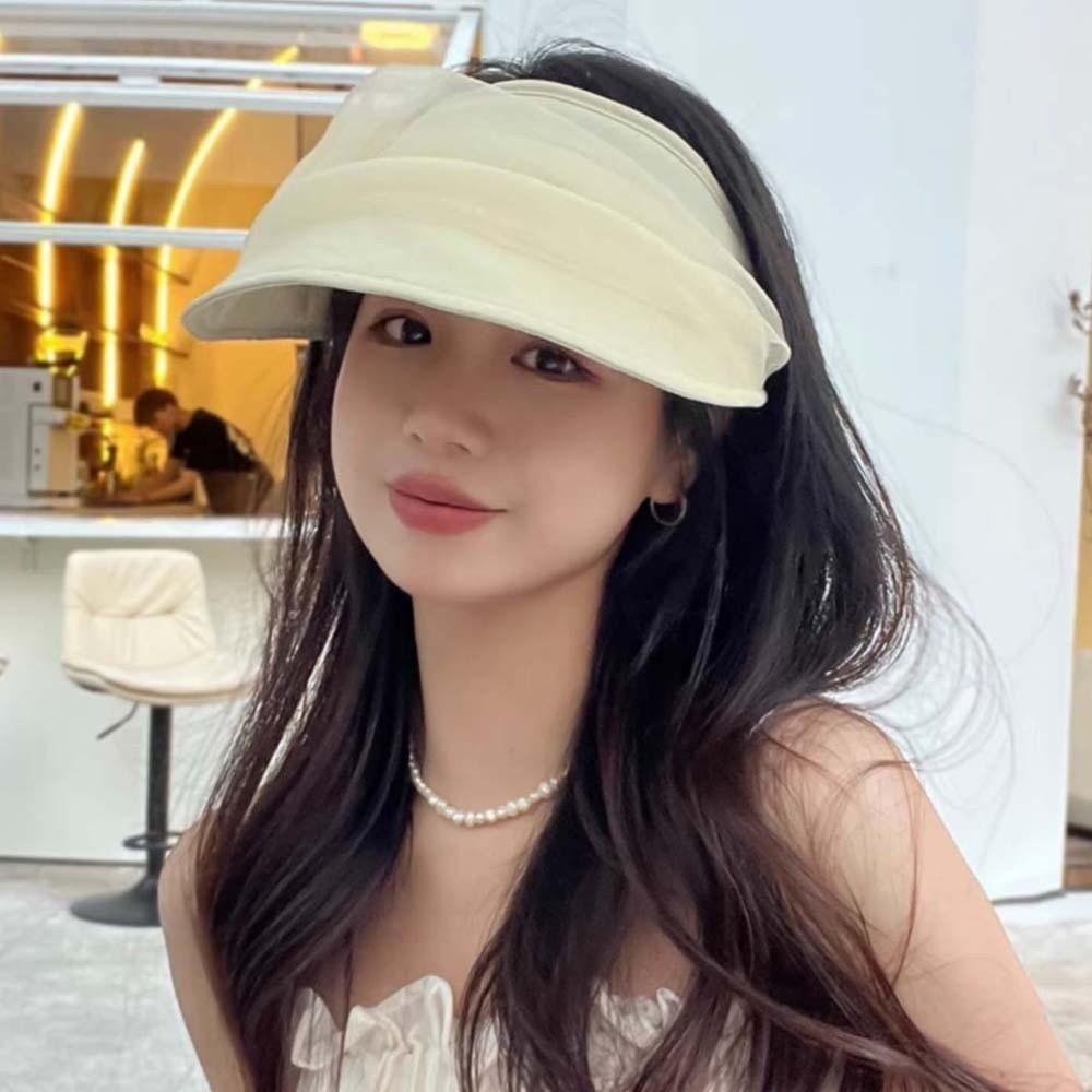 Solid Color Folding Sunshade Hat Portable Wide Brim Visor Caps Sunscreen Empty Top Hat Travel