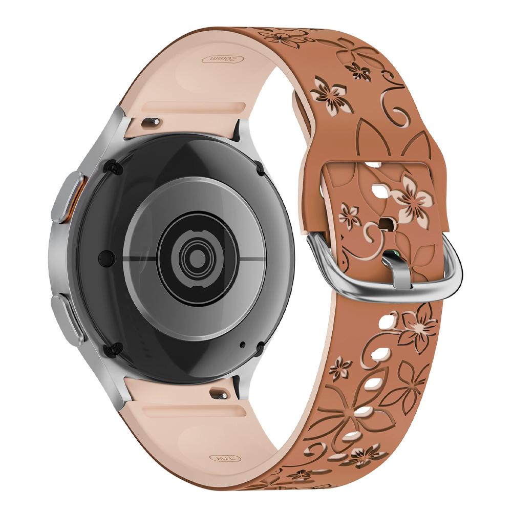 Ремешок для Samsung Galaxy Watch 7/5 Pro/4 6 Classic 40 44 мм Гравировка цветка Силиконовый Спортивный Браслет ремешок Galaxy Watch 7 Ремешки