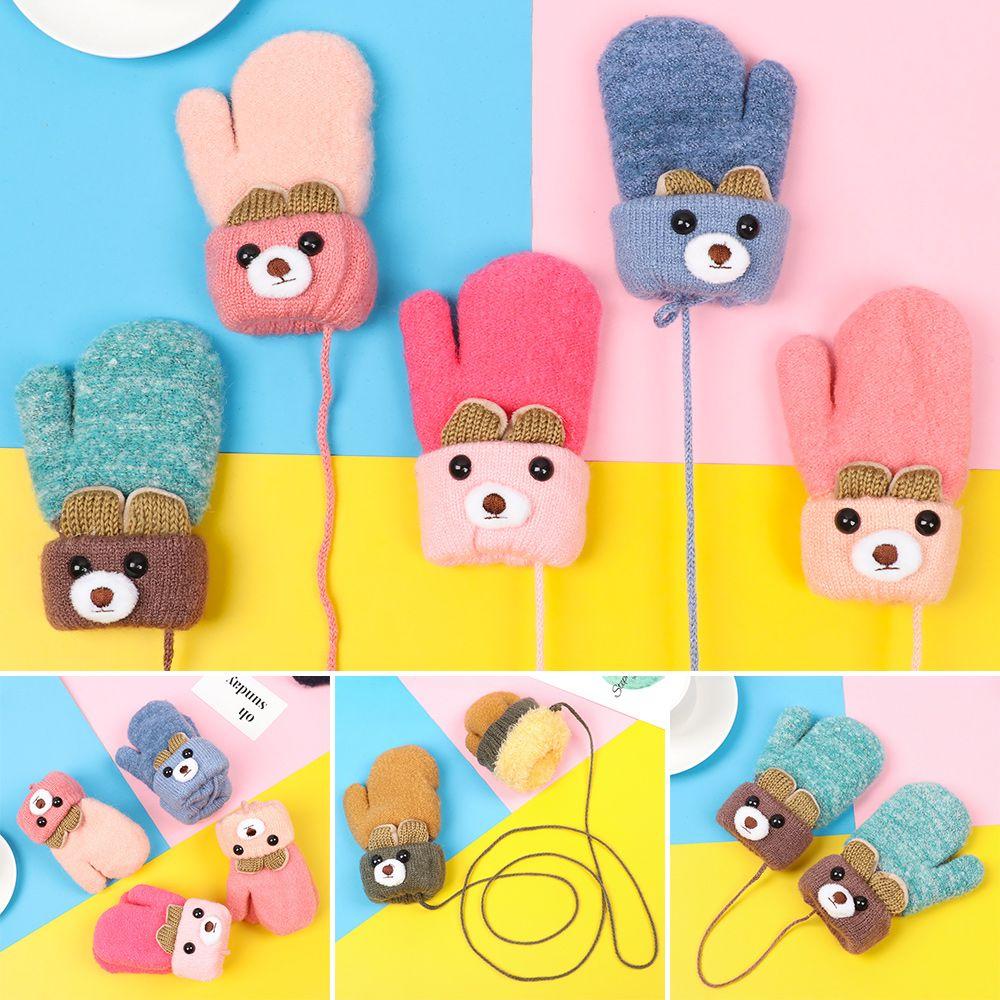 New Hot Boys Girls Baby Newborn Kids Gloves Cute Cartoon Thick Warm Knitted Mittens