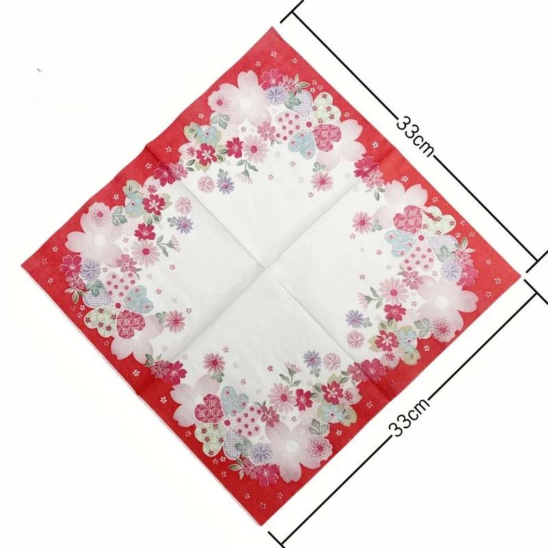 20 шт./упак. 33*33 см 2-слойные одноразовые салфетки для вечеринок с цветочным узором