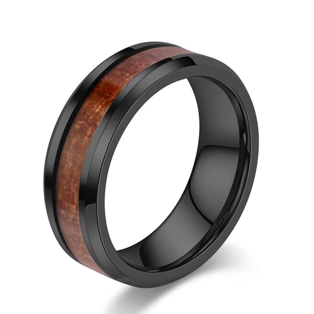Простое инкрустированное кожаное кольцо с деревянным зерном для мужчин и женщин, парные кольца, мода высокого класса