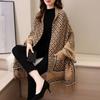 Women Cape with Mink Velvet Poncho Sleeve Autumn and Winter Wear Casual Small Fragrant Long Sleeve Plaid Tassel Poncho Female