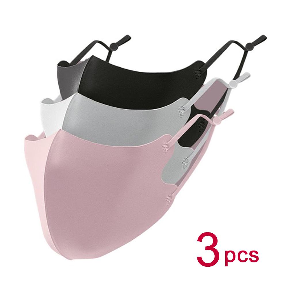3 PCS Ice Silk Masks Washable Anti Dust Filter Mouth Face Mask for Adults