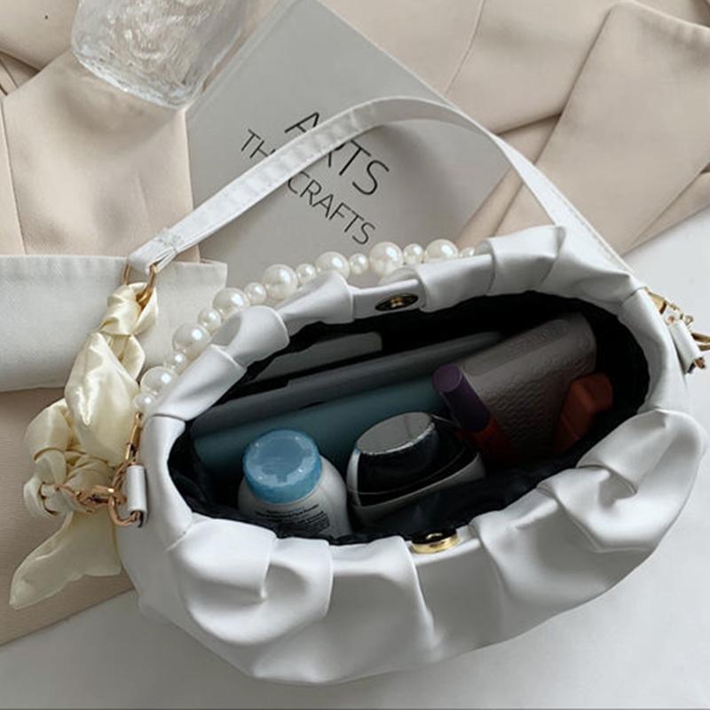 Yogodlns модная плиссированная сумка через плечо модная облачная искусственная кожа маленькие сумки кошелек женские жемчужные роскошные дизайнерские сумки подмышками